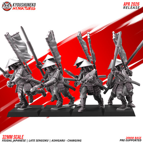 Ashigaru charging miniatures - ashigaru,