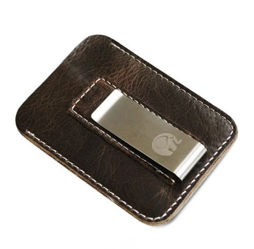 Leather card holder with money - leather,
