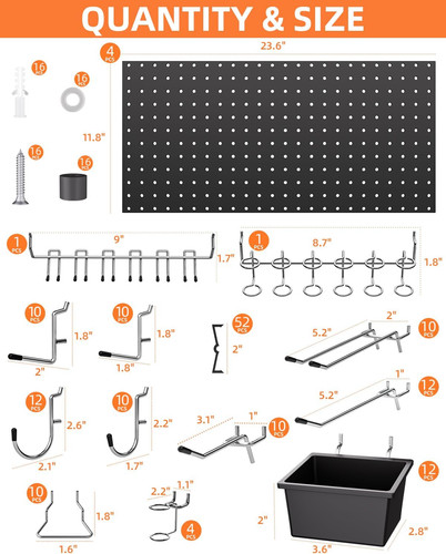 Incly 158pcs metal pegboard - 158pcs,