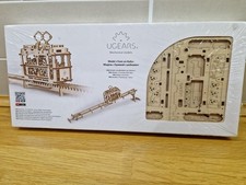 Gears working wooden tram on - wooden,