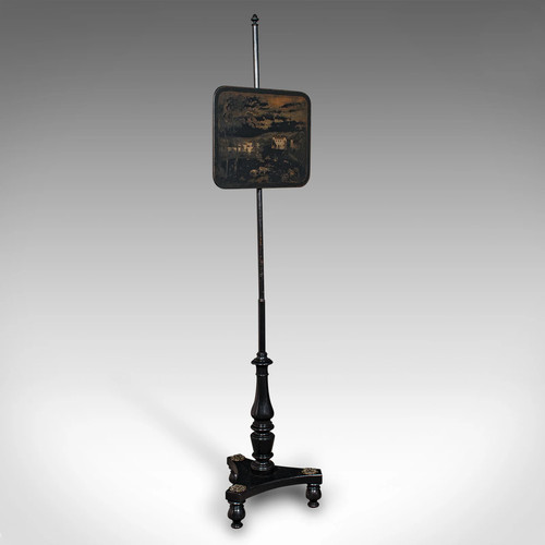 Antique fireside pole screen - fireside,