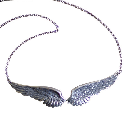 Silver tone angel wings - silver,