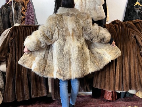 Canadian coyote fur coat real - coat,