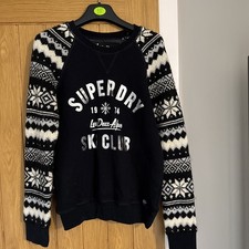 Superdry Jumper Sweater Christmas Fairs Isle Winter Size 10