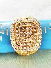 Ring. Men's 18K Gold Plated CZ Rhinestone Square Bling Party ring. New US 9 NEW