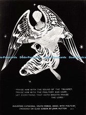 D091879 Guildford Cathedral. South Porch. Angel with Psaltery. Engraved on Glass