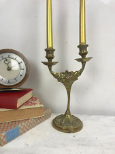 Vintage Brass Candle Holder Candelabra Ornate Regency Floral Pattern
