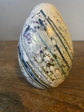 Rare Large Isle Of Wight Egg Studio Art Glass PaperWeight 0.5 Kg 12cm Label VGC