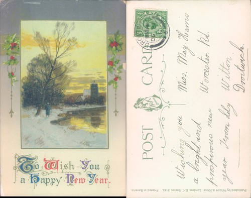 Winter scene with church and