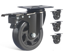 IQWTU Heavy Duty Castors 100 mm diameter  with Brake 4 Extra Wide Castors