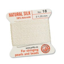 GRIFFIN 100% Silk Natural Beading Thread - Stringing Pearls Beads - WHITE