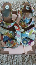 Hush Puppies Womens Wedge Heel Floral Sandals Size 7 Wide Fit Multicolour