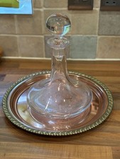 Original Vintage Ships Decanter on Copper Tray Maritime Marine Boat Nautical