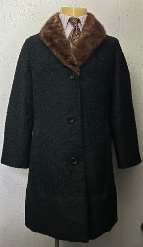 1950s women black coat - black,