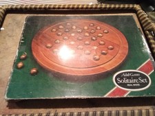 Vintage Solitaire Board Game Set, Mahogany Real Wood - Single Player