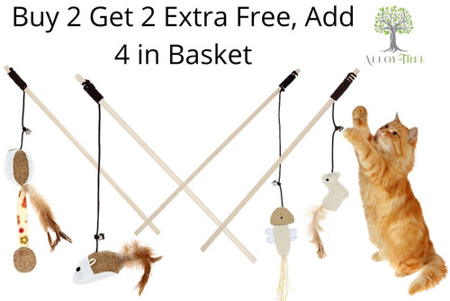Cat kitten toy feather wand - cat,
