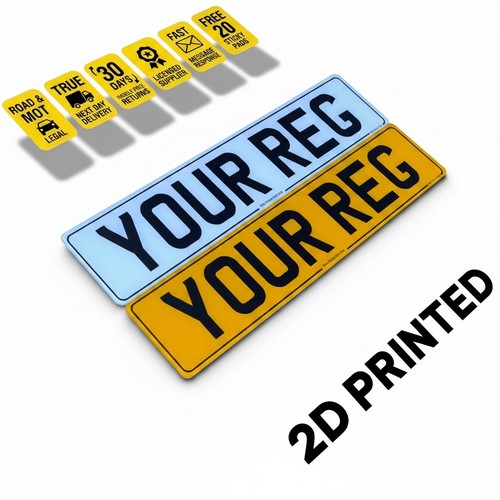 Printed number plates - 2d, pair