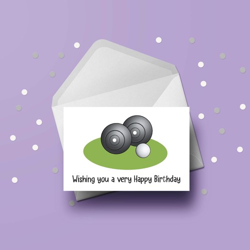 Lawn bowls birthday card - lawn,