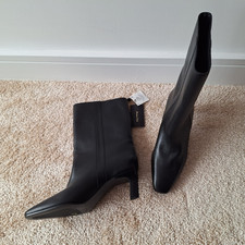 Massimo Dutti Black Ankle boots sz 4 37 Bnwots