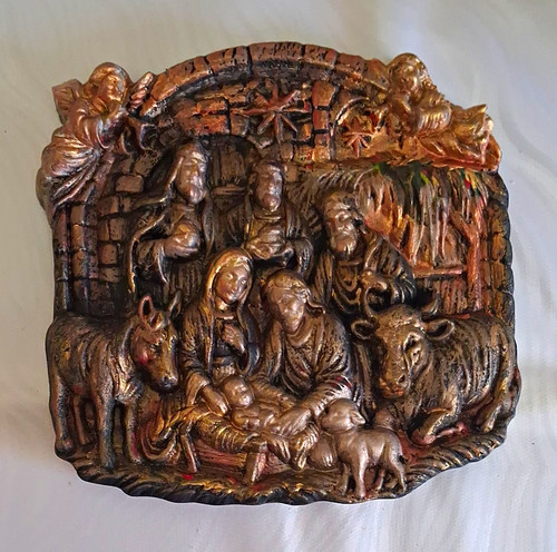 Bronze nativity scene wall - bronze,