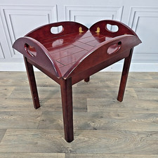 Antique Style Butler’s Tray Coffee Side Table - Folding Mahogany Colour Vintage