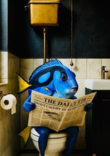 Funny bathroom Blue Tang Fish