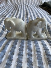 Marble Elephant Book Ends