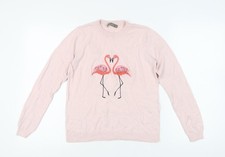 Oasis Women's Pink Flamingo Jumper, Size S, Casual Pullover