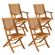 4 Garden Chairs Wooden Outdoor