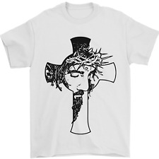 The Face of Jesus On a Cross Christian God Mens T-Shirt 100% Cotton