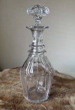 Antique Ring Neck Glass Decanter with Crystal Stopper Vintage