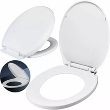 Soft Close Toilet Seat White Bathroom Oval Shape WC Heavy Duty Seats Anti Slam