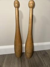 Pair Vintage Wood Juggling