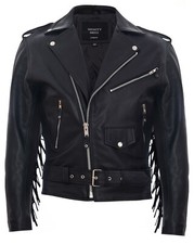 Mens FRINGE Hide Leather Brando TASSELED Motorcycle Jacket Retro Biker