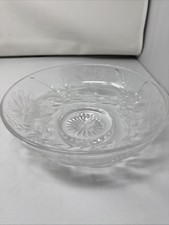 Vintage Crystal Cut Glass Bowl Clear Glass Fruit Dish Large Floral
