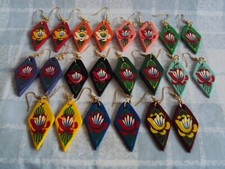 Diamond Wooden Earrings Narrow