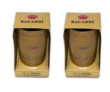 2 BACARDI CUBA LIBRE TIN CUP GOLD TONE FLYING BAT LOGO NEW BOXED