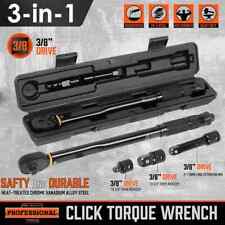 1/4" 1/2" 3/8" Square Drive Torque Wrench Ratchet 13.6-108.5Nm 10-80Ft-Lb 3 in 1