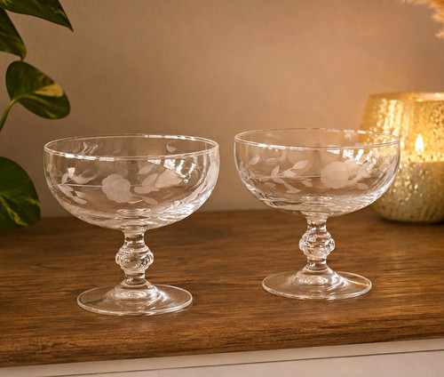 Vintage etched floral crystal - etched,