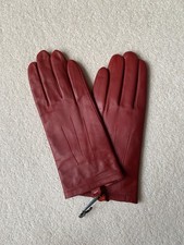 M &S Red Leather Lined Gloves