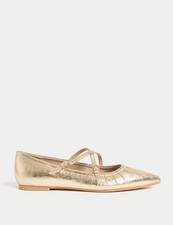 Marks & Spencer Womens Gold Ballerina Shoes - M&S