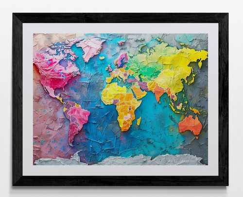 World map framed canvas - world,