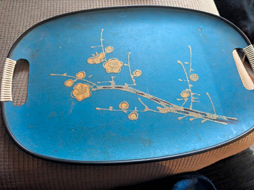 Large oval metal serving tray - large,