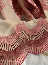 Vintage Late 1970s French X4 Sold Seperatly Scallop Edge Embroidered Net Fabric 