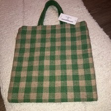 Toast Women’s Green Check Jute Turtle Bag With Tags .