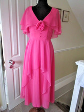 Vintage pink maxi John Charles 1970's dress Size 8 - 10