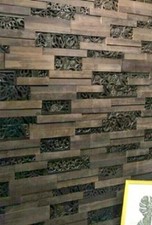 3D WOOD Wall Panels Exclusive Decorative Feature Interior METAL Carving Brown