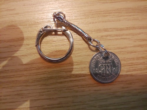 Lucky sixpence keyring - sixpence,