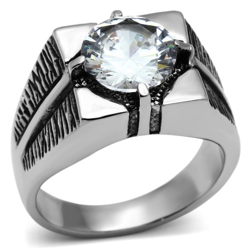 Mens silver ring - silver, solitaire