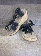 Fly London leather brown strappy Cork wedge sandals T-post Shoes Size 7 EU40 £89
